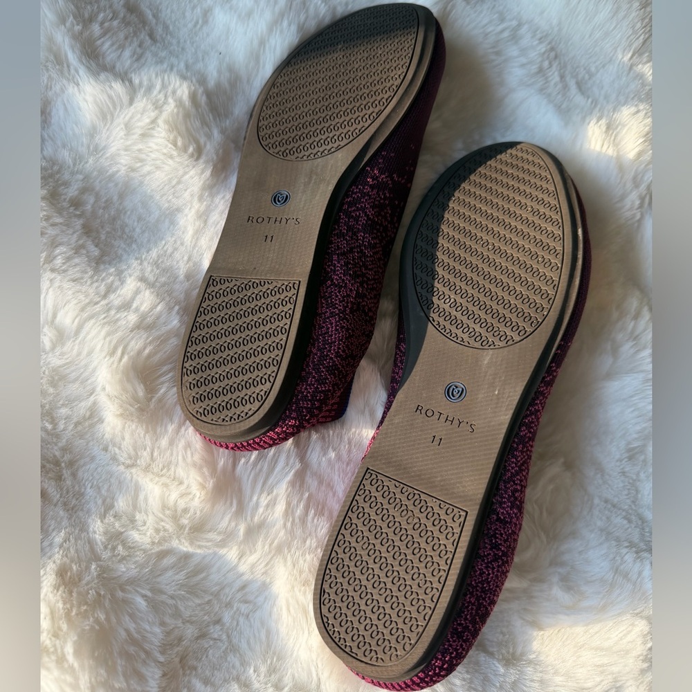 Rothys Retired Fig Python Flats Rubber Size 11 - image 10